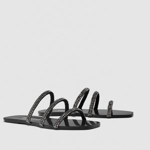 Zara 3 Strap Crystal Slide Sandals